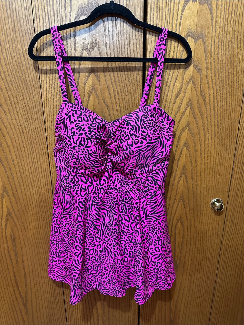 Torrid Pink Animal Print Peplum Swimsuit  Size 2